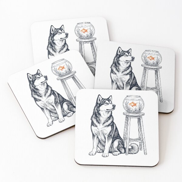 Item preview, Vintage Alaskan Malamute with Goldfish Dog Lover designed and sold by dian-rody-crest.