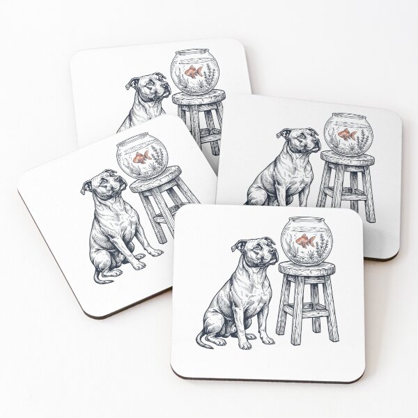 Item preview, Vintage American Staffordshire Terrier with Goldfish Dog Lover designed and sold by dian-rody-crest.
