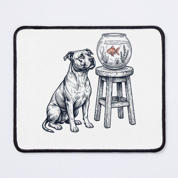 Item preview, Vintage American Staffordshire Terrier with Goldfish Dog Lover designed and sold by dian-rody-crest.