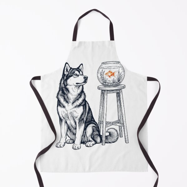 Item preview, Vintage Alaskan Malamute with Goldfish Dog Lover designed and sold by dian-rody-crest.