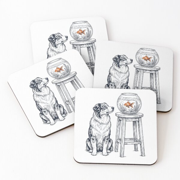 Item preview, Vintage Australian Shepherd with Goldfish Dog Lover designed and sold by dian-rody-crest.