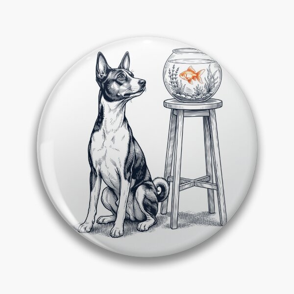Item preview, Vintage Basenji with Goldfish Dog Lover designed and sold by dian-rody-crest.