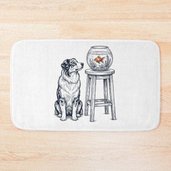 Item preview, Vintage Australian Shepherd with Goldfish Dog Lover designed and sold by dian-rody-crest.