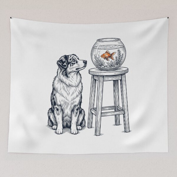 Item preview, Vintage Australian Shepherd with Goldfish Dog Lover designed and sold by dian-rody-crest.