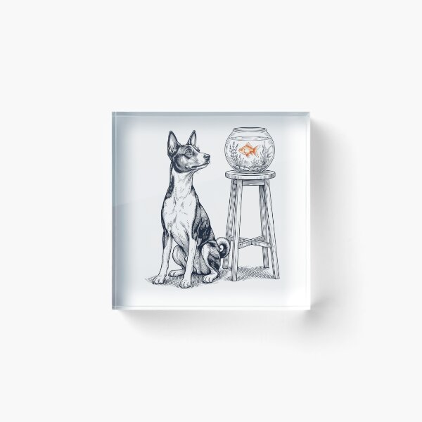 Item preview, Vintage Basenji with Goldfish Dog Lover designed and sold by dian-rody-crest.