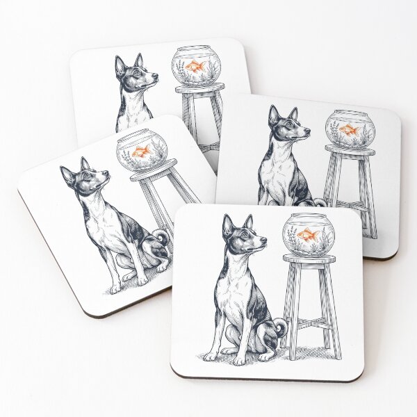Item preview, Vintage Basenji with Goldfish Dog Lover designed and sold by dian-rody-crest.