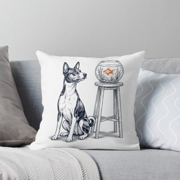 Item preview, Vintage Basenji with Goldfish Dog Lover designed and sold by dian-rody-crest.