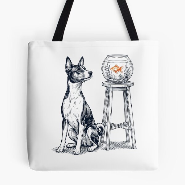 Item preview, Vintage Basenji with Goldfish Dog Lover designed and sold by dian-rody-crest.