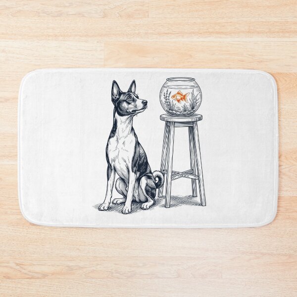 Item preview, Vintage Basenji with Goldfish Dog Lover designed and sold by dian-rody-crest.