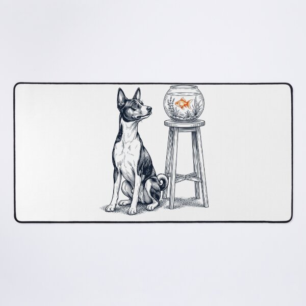 Item preview, Vintage Basenji with Goldfish Dog Lover designed and sold by dian-rody-crest.