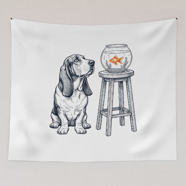 Item preview, Vintage Basset Hound with Goldfish Dog Lover designed and sold by dian-rody-crest.