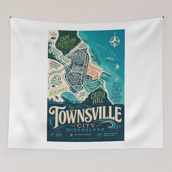 Item preview, Townsville Queensland with Castle Hill and Great Barrier Reef Coast designed and sold by Aryabek.