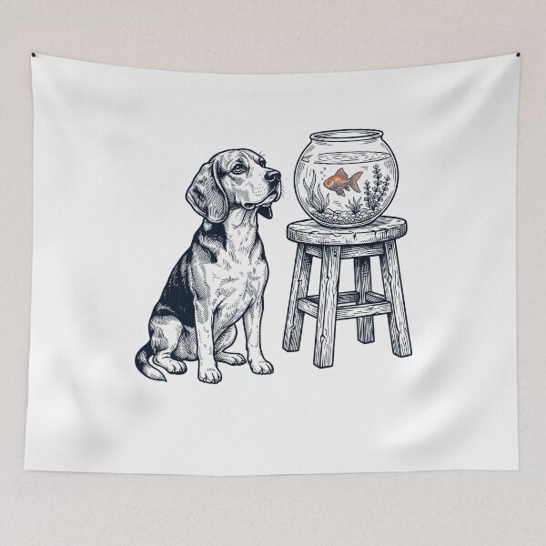 Item preview, Vintage Beagle with Goldfish Dog Lover designed and sold by dian-rody-crest.