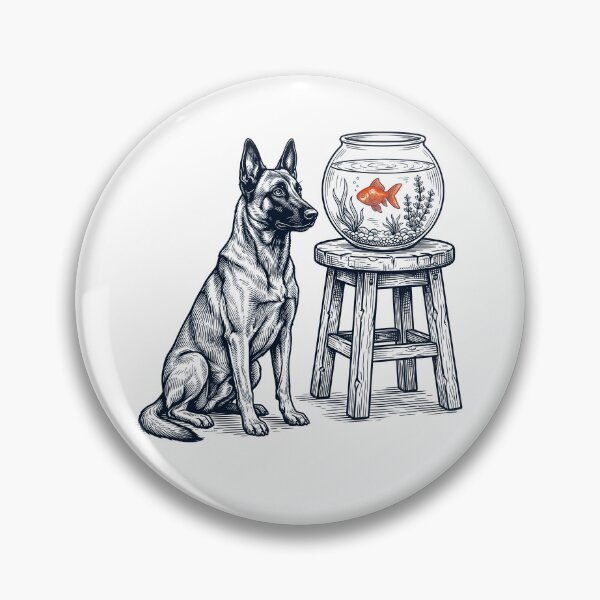 Item preview, Vintage Belgian Malinois with Goldfish Dog Lover designed and sold by dian-rody-crest.