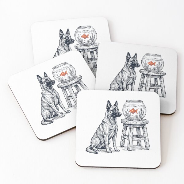 Item preview, Vintage Belgian Malinois with Goldfish Dog Lover designed and sold by dian-rody-crest.