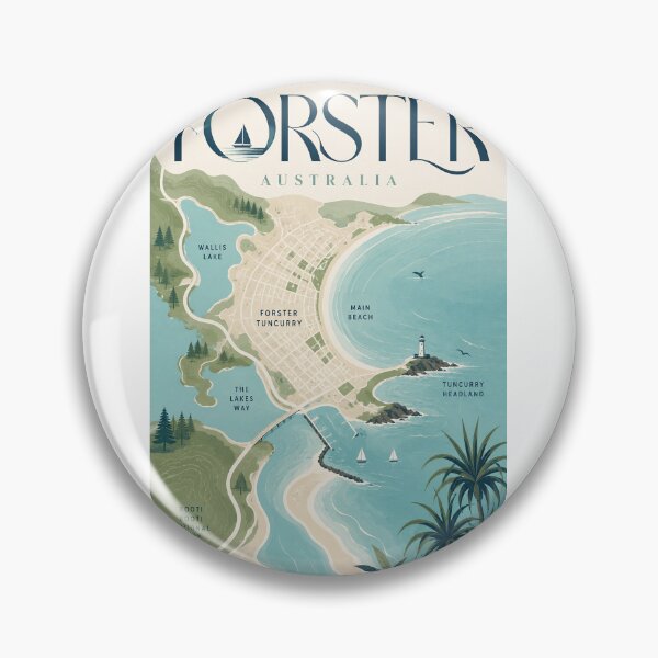Item preview, Forster New South Wales with Wallis Lake, Main Beach and Tuncurry designed and sold by Aryabek.