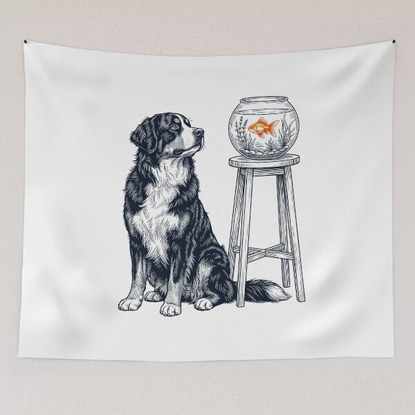 Item preview, Vintage Bernese Mountain Dog with Goldfish Dog Lover designed and sold by dian-rody-crest.