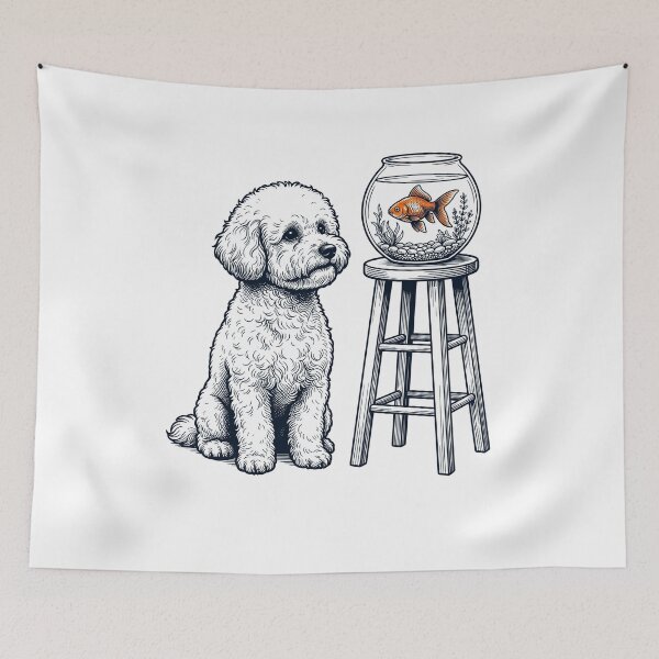 Item preview, Vintage Bichon Frise with Goldfish Dog Lover designed and sold by dian-rody-crest.