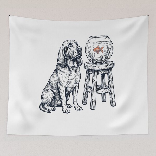 Item preview, Vintage Bloodhound with Goldfish Dog Lover designed and sold by dian-rody-crest.