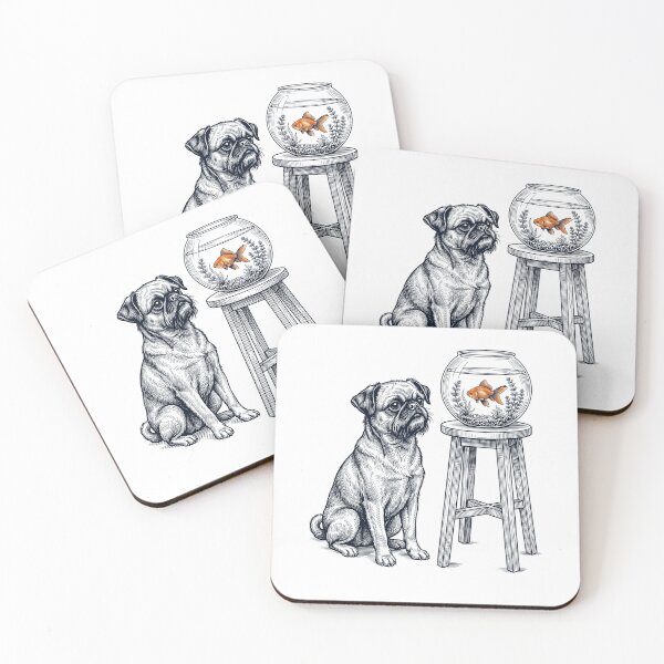 Item preview, Vintage Brussels Griffon with Goldfish Dog Lover designed and sold by dian-rody-crest.
