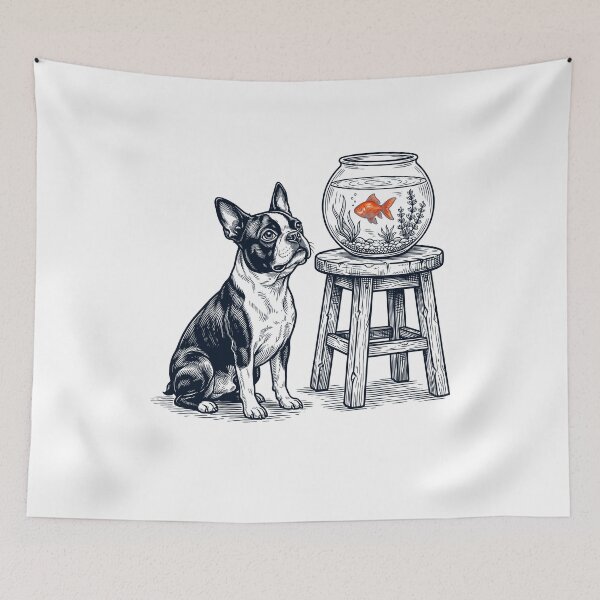 Item preview, Vintage Boston Terrier with Goldfish Dog Lover designed and sold by dian-rody-crest.