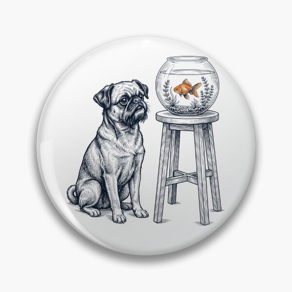 Item preview, Vintage Brussels Griffon with Goldfish Dog Lover designed and sold by dian-rody-crest.