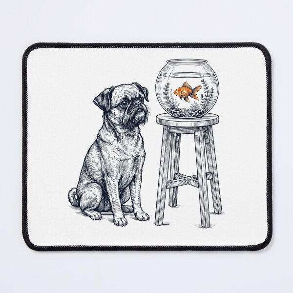 Item preview, Vintage Brussels Griffon with Goldfish Dog Lover designed and sold by dian-rody-crest.