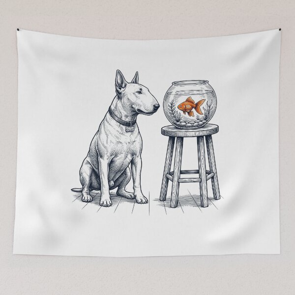 Item preview, Vintage Bull Terrier with Goldfish Dog Lover designed and sold by dian-rody-crest.