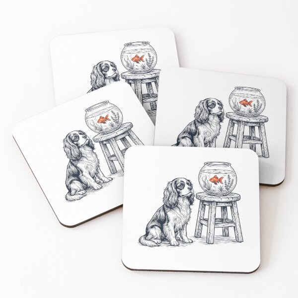 Item preview, Vintage Cavalier King Charles Spaniel with Goldfish Dog Lover designed and sold by dian-rody-crest.