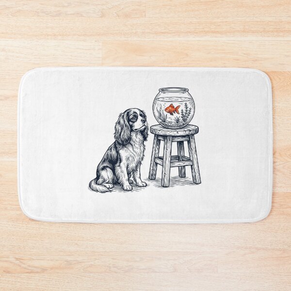 Item preview, Vintage Cavalier King Charles Spaniel with Goldfish Dog Lover designed and sold by dian-rody-crest.