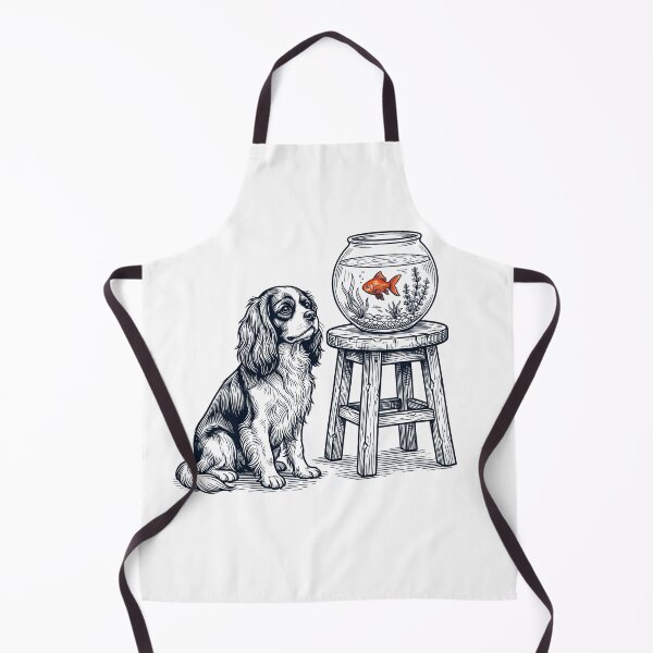 Item preview, Vintage Cavalier King Charles Spaniel with Goldfish Dog Lover designed and sold by dian-rody-crest.