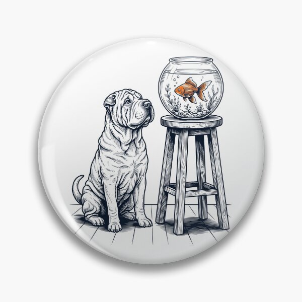 Item preview, Vintage Chinese Shar Pei with Goldfish Dog Lover designed and sold by dian-rody-crest.