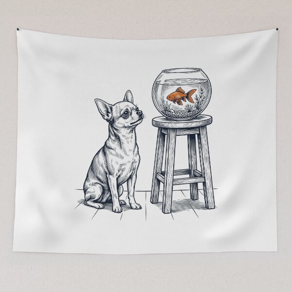 Item preview, Vintage Chihuahua with Goldfish Dog Lover designed and sold by dian-rody-crest.