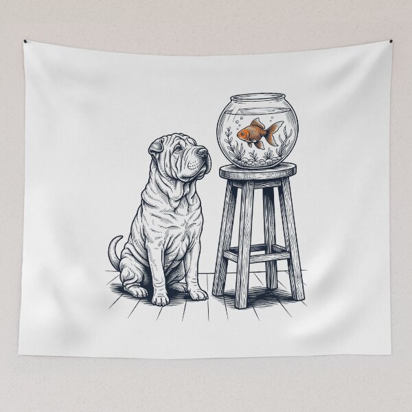 Item preview, Vintage Chinese Shar Pei with Goldfish Dog Lover designed and sold by dian-rody-crest.