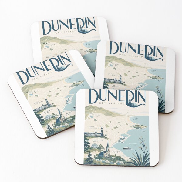 Item preview, Dunedin New Zealand with Otago Harbour and Historic Landmarks designed and sold by Aryabek.