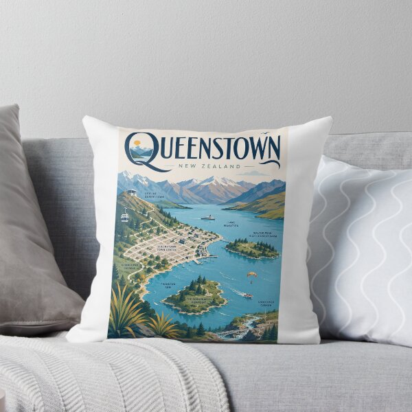 Item preview, Queenstown New Zealand with Lake Wakatipu and Remarkables designed and sold by Aryabek.