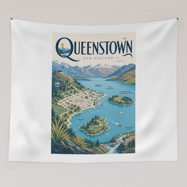 Item preview, Queenstown New Zealand with Lake Wakatipu and Remarkables designed and sold by Aryabek.