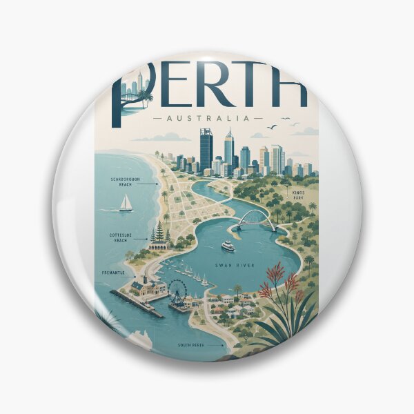 Item preview, Perth Western Australia with Swan River, Kings Park and Fremantle designed and sold by Aryabek.
