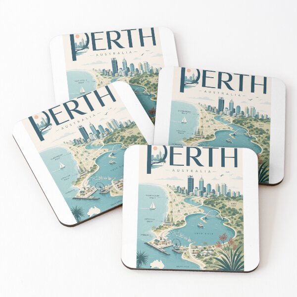 Item preview, Perth Western Australia with Swan River, Kings Park and Fremantle designed and sold by Aryabek.