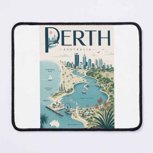 Item preview, Perth Western Australia with Swan River, Kings Park and Fremantle designed and sold by Aryabek.