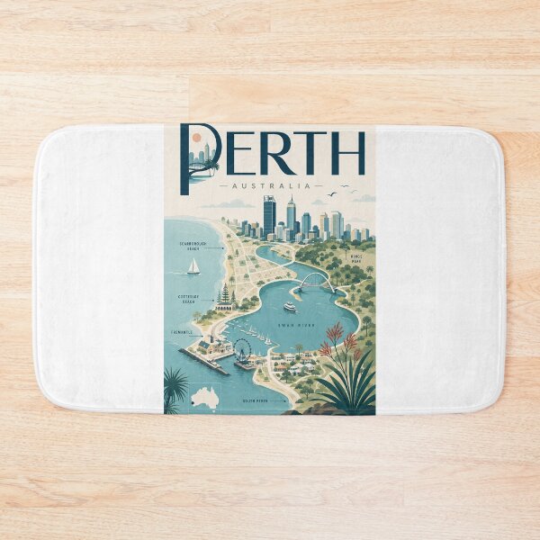 Item preview, Perth Western Australia with Swan River, Kings Park and Fremantle designed and sold by Aryabek.