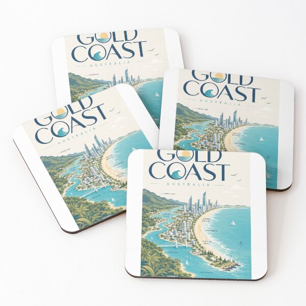 Item preview, Gold Coast Queensland with Surfers Paradise and Coastal Landmarks designed and sold by Aryabek.