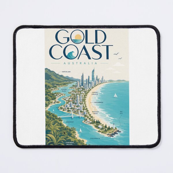 Item preview, Gold Coast Queensland with Surfers Paradise and Coastal Landmarks designed and sold by Aryabek.