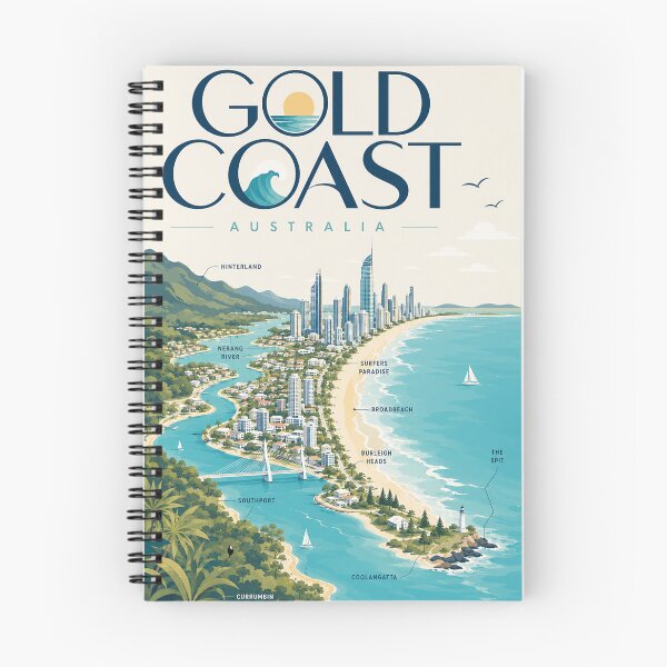 Item preview, Gold Coast Queensland with Surfers Paradise and Coastal Landmarks designed and sold by Aryabek.