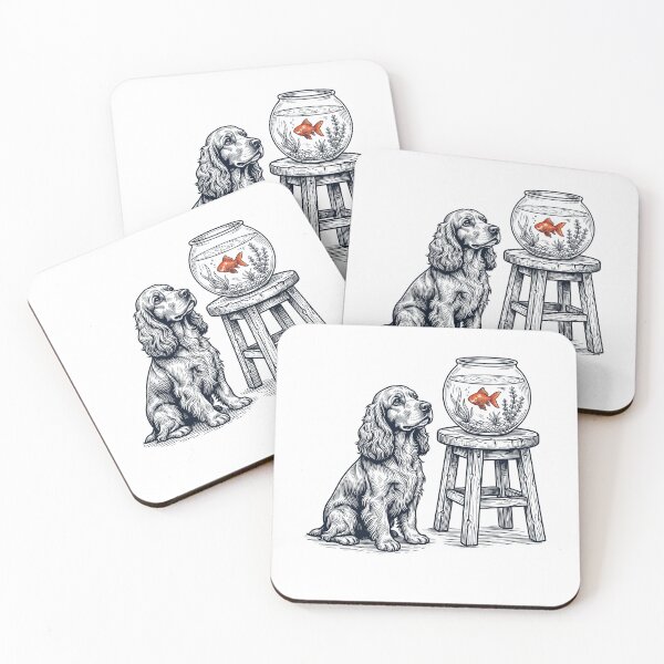 Item preview, Vintage Cocker Spaniel with Goldfish Dog Lover designed and sold by dian-rody-crest.