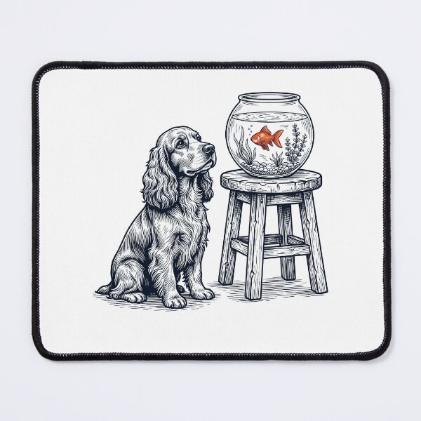 Item preview, Vintage Cocker Spaniel with Goldfish Dog Lover designed and sold by dian-rody-crest.
