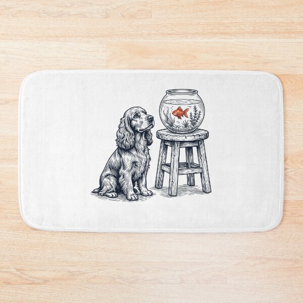 Item preview, Vintage Cocker Spaniel with Goldfish Dog Lover designed and sold by dian-rody-crest.