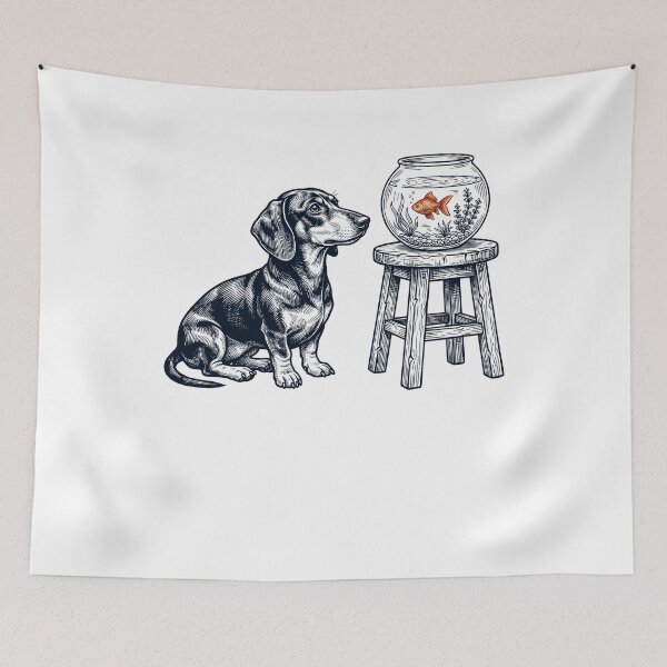 Item preview, Vintage Dachshund with Goldfish Dog Lover designed and sold by dian-rody-crest.