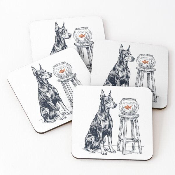 Item preview, Vintage Doberman Pinscher with Goldfish Dog Lover designed and sold by dian-rody-crest.
