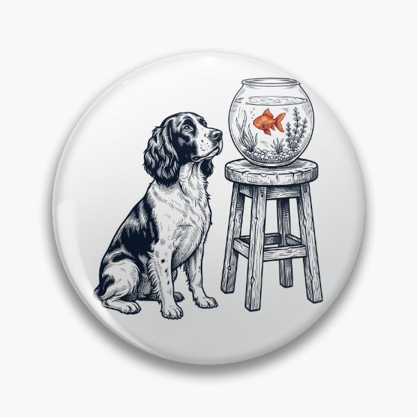 Artikelvorschau, Vintage English Springer Spaniel mit Goldfisch für Hundeliebhaber entworfen und verkauft von dian-rody-crest.